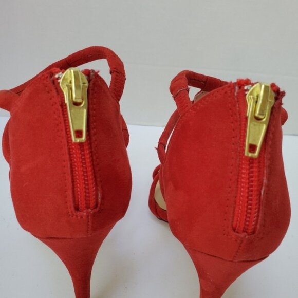 Faux Suede "Cammie" Ladder Cage Strap Heel Bootie  - Size 6.5 - EUC! - Picture 6 of 12